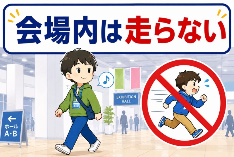 会場内は走らない
